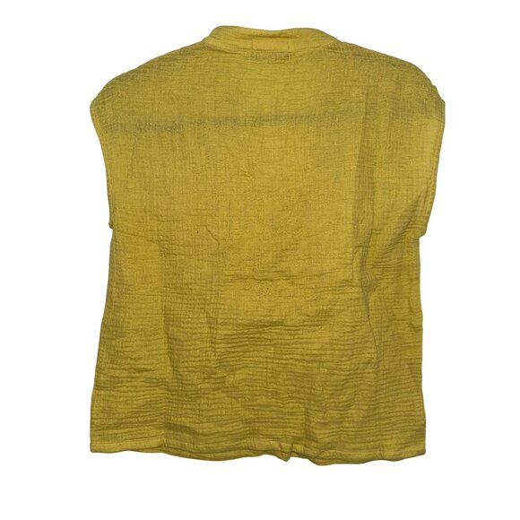 Monrow Womens Sleeveless  mustard color V-Neck Top - Eco-Friendly Organic Cotton - Picture 6 of 9